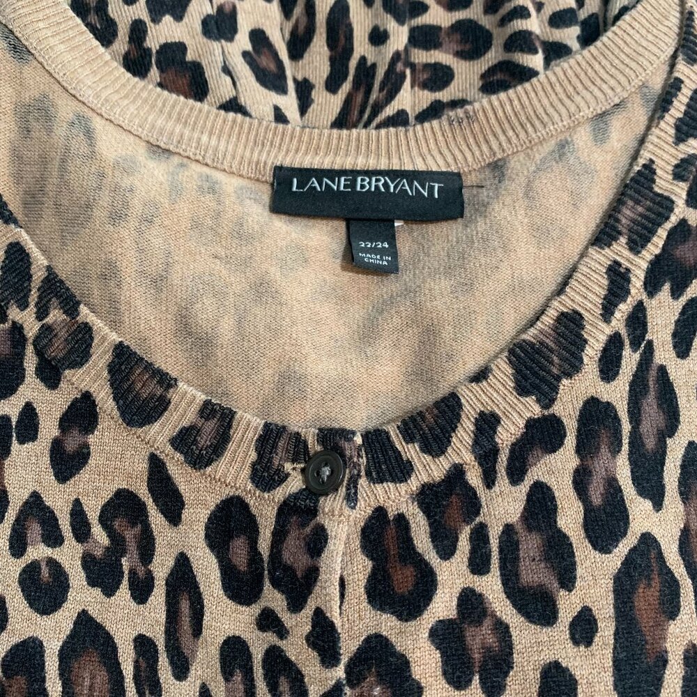 Lane Bryant Leopard Print Button Front Sweater 22… - image 2